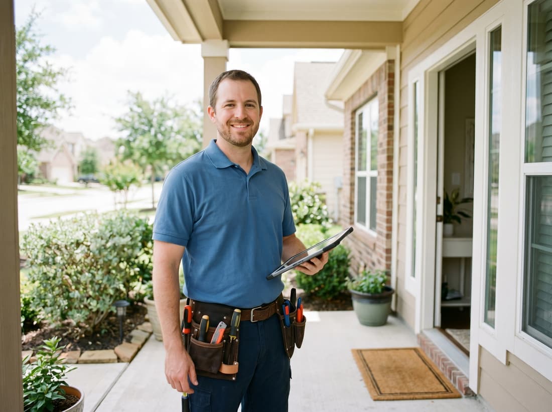 A Example HVAC Co. technician at a Houston home